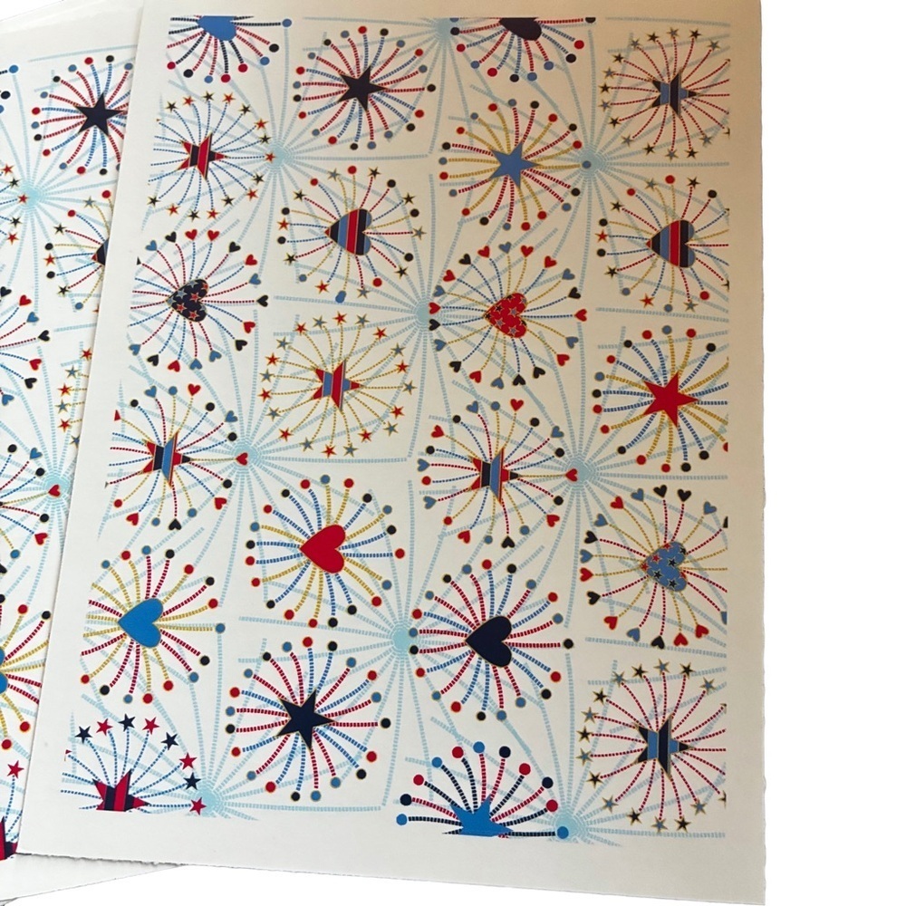 Lot 10 DAV Patriotic Starburst Blank Note Cards Hearts & Stars - Picture 2 of 3